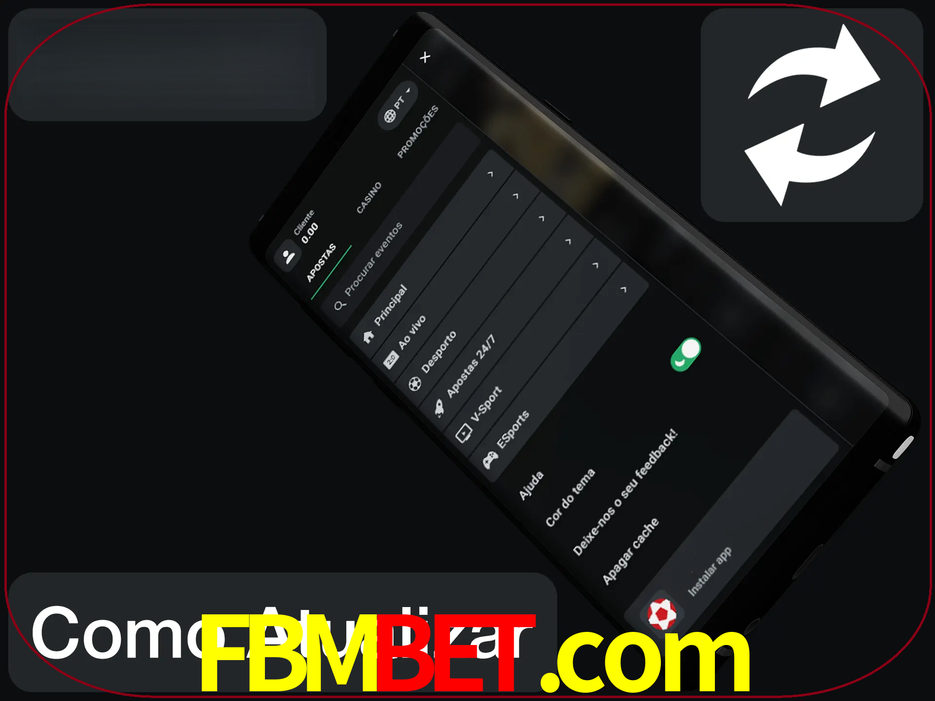 O aplicativo é atualizado automaticamente quando você faz o login.
